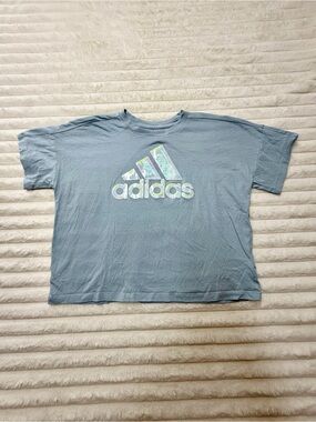 adidas Light Blue Tee with Iridescent Accents